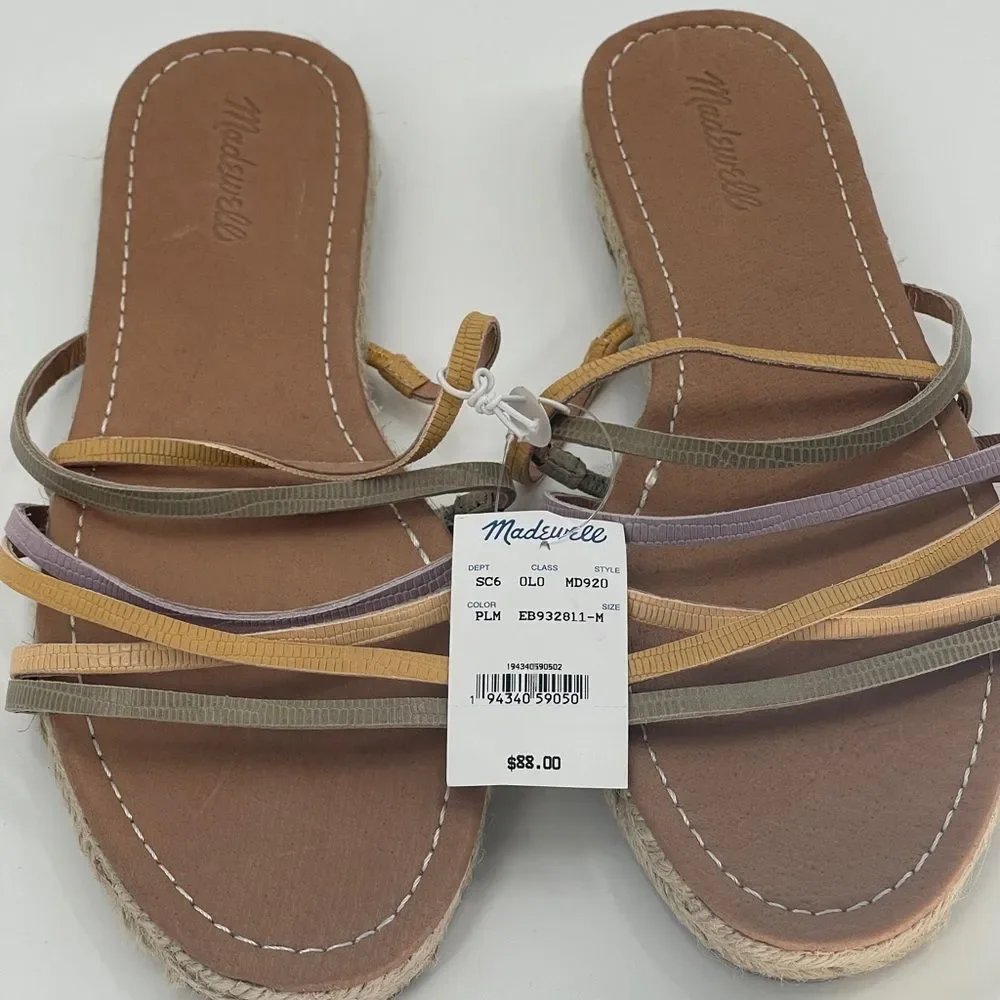Madewell Sandal The Kathryn Espadrille‎ Slide in Leather Lilac Women Size 11 New